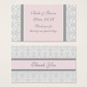 グレーピンクダマスクウェディングメッセージカード (正面&裏面)