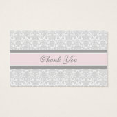 グレーピンクダマスクウェディングメッセージカード (裏面)