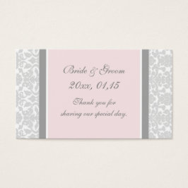 グレーピンクダマスクウェディングメッセージカード