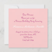 グレーピンクツツプリンセス誕生日パーティーの招待 招待状 (裏面)