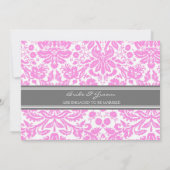 グレーピンクパターン婚約パーティ招待状 招待状 (裏面)