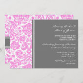 グレーピンクパターン婚約パーティ招待状 招待状 (正面/裏面)