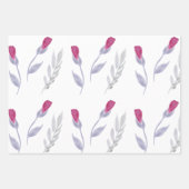 グレーピンクフラワーズ誕生日 ラッピングペーパーシート (正面2)