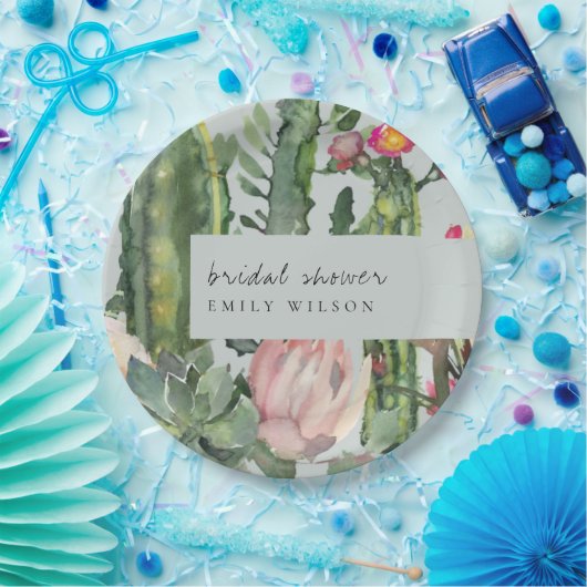 グレーピンクフローラデザートカッティ動物相ブライダルシャワー ペーパープレート (パーティー)