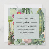 グレーピンクフローラデザートカッティ動物相婚約 招待状 (正面)