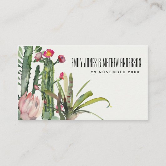 グレーピンクフローラデザートカッティ結婚の座席表 名刺 (裏面)