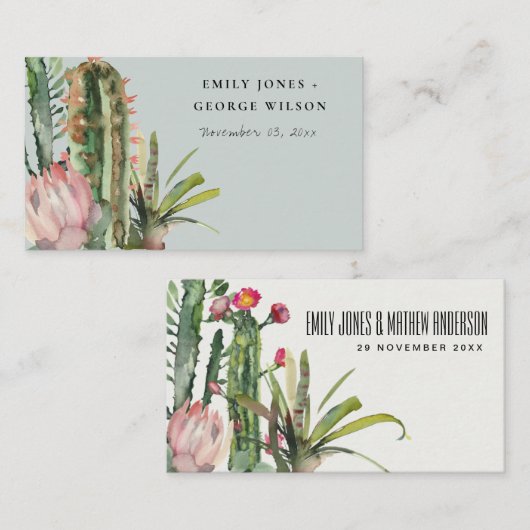 グレーピンクフローラデザートカッティ結婚の座席表 名刺 (正面/裏面)