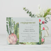 グレーピンクフローラデザートカッティ葉婚約 案内状 (スタンド正面)