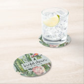 グレーピンクフローラ砂漠サボテン相ブライダルシャワー ラウンドペーパーコースター (インサイチュ)