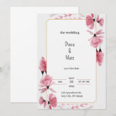 グレーピンクフローラ美学結婚式招待状 招待状 (正面/裏面)
