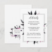 グレーピンクモダンフローラフレームデザイン結婚ズ エンクロージャーカード (正面/裏面)