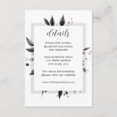 グレーピンクモダンフローラフレームデザイン結婚ズ エンクロージャーカード (正面)