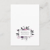 グレーピンクモダンフローラフレームデザイン結婚ズ エンクロージャーカード (裏面)