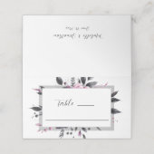 グレーピンクモダンフローラフレームデザイン結婚ズ プレイスカード (外部開封)