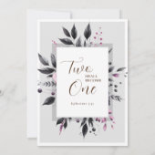 グレーピンクモダンフローラフレーム聖句結婚の セーブザデート (裏面)