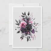 グレーピンクモダンフローラフレーム聖句結婚の 招待状 (裏面)