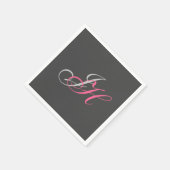 グレーピンクモノグラムシンプルプレインカスタム スタンダードカクテルナプキン (角)