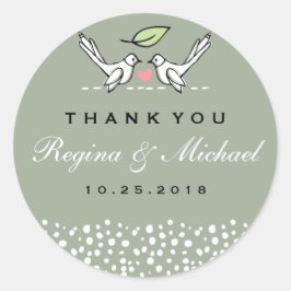 グレーピンクラブ鳥ドードル結婚式の引き出物ステッカー ラウンドシール