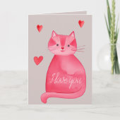 グレーピンクレッドキャットハート愛 カード (正面)