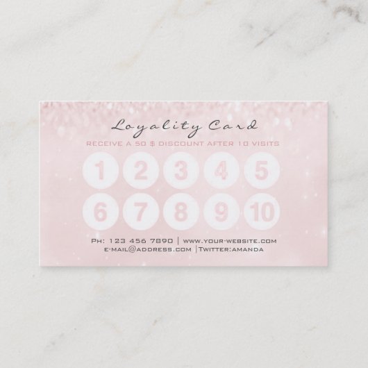 グレーピンクロイヤリティカードメイクアップアーティストラッシュ10 ロイヤリティカード (裏面)