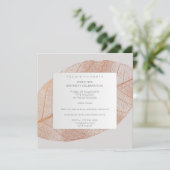 グレーピンクローズ金ゴールドリーフバースデーパーティー 招待状 (スタンド正面)