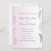 グレーピンク結婚羽 招待状 (正面)