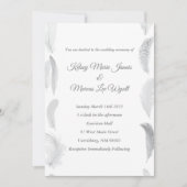 グレーピンク結婚羽 招待状 (正面)