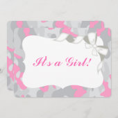 グレーピンク迷彩柄ベビーシャワー招待状招待状 招待状 (正面/裏面)