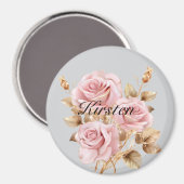 グレーピンク金ゴールドバラフローラ マグネット (正面/裏面)