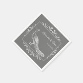 グレーピーコックフローリッシュブライダルシャワーナプキンス スタンダードカクテルナプキン (角)