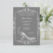 グレーピーコックフローリッシュブライダルシャワー招待 招待状 (スタンド正面)