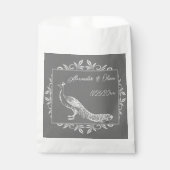 グレーピーコックフローリッシュ結婚式の引き出物バッグ フェイバーバッグ (正面)