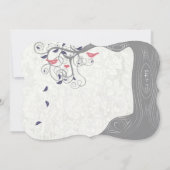 グレーピーチアンドネイビーラブバード結婚式招待状 招待状 (裏面)