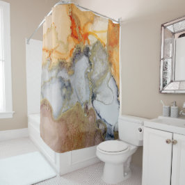 グレーピーチマルブル抽象芸術 シャワーカーテン