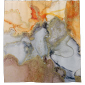 グレーピーチマルブル抽象芸術 シャワーカーテン (正面)