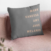 グレーピーチモダンファミリー名ミニマリスト クッション