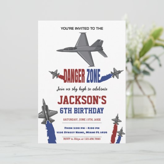 グレーファイタージェット誕生日招待状 招待状 (スタンド正面)