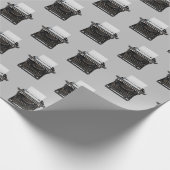 グレーファッションドの古いタイプライター ラッピングペーパー (角)