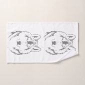 グレーファンキーとホワイトウルフ顔ヘッドスケッチ バスタオルセット (ハンドタオル)