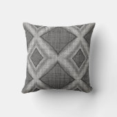 グレーファンキーリネンフェイクルックジオメトリックアートパターン クッション (裏面)
