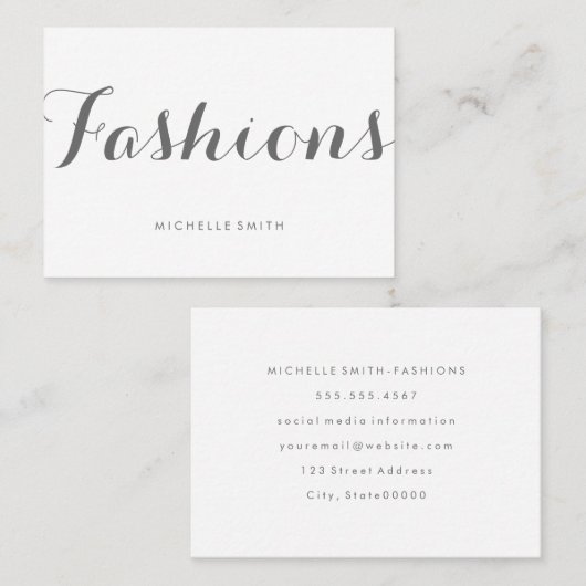 グレーファンシーフォントミニマル 名刺 (正面/裏面)