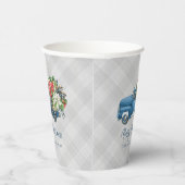 グレーファームハウスプレイドヴィンテージブルークリスマストラック 紙コップ (右)