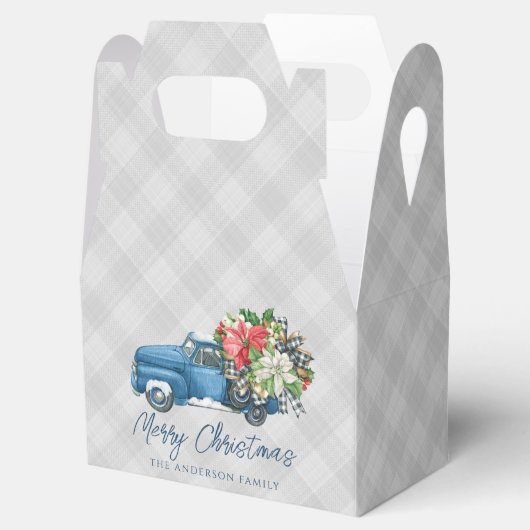 グレーファームハウスプレイドヴィンテージブルートラッククリスマス フェイバーボックス (オープン)