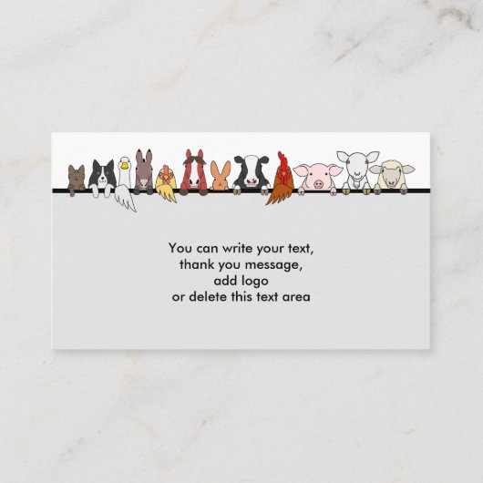 グレーファーム動物の獣医 コーリングカード (裏面)