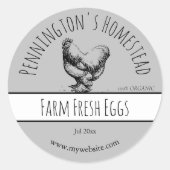 グレーファーム生卵ラベル ラウンドシール (正面)
