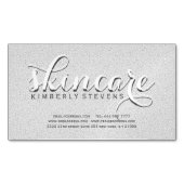 グレーフェイクとホワイトのグリッター マグネット名刺 (正面)