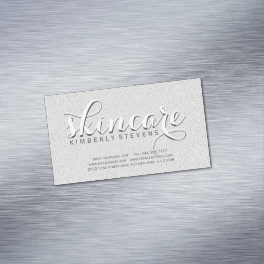 グレーフェイクとホワイトのグリッター マグネット名刺 (インサイチュ)