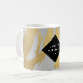 グレーフェイクのエッジ金ゴールドブラシストローク コーヒーマグカップ (正面左)