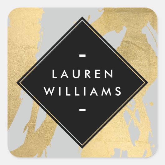 グレーフェイクのエッジ金ゴールドブラシストローク スクエアシール (正面)