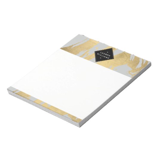 グレーフェイクのエッジ金ゴールドブラシストローク ノートパッド (回転)